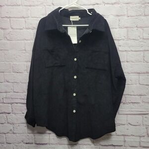 NEW Ninexis Black Corduroy Shacket Shirt Jacket Womens XL Chores Barn Cozy‎